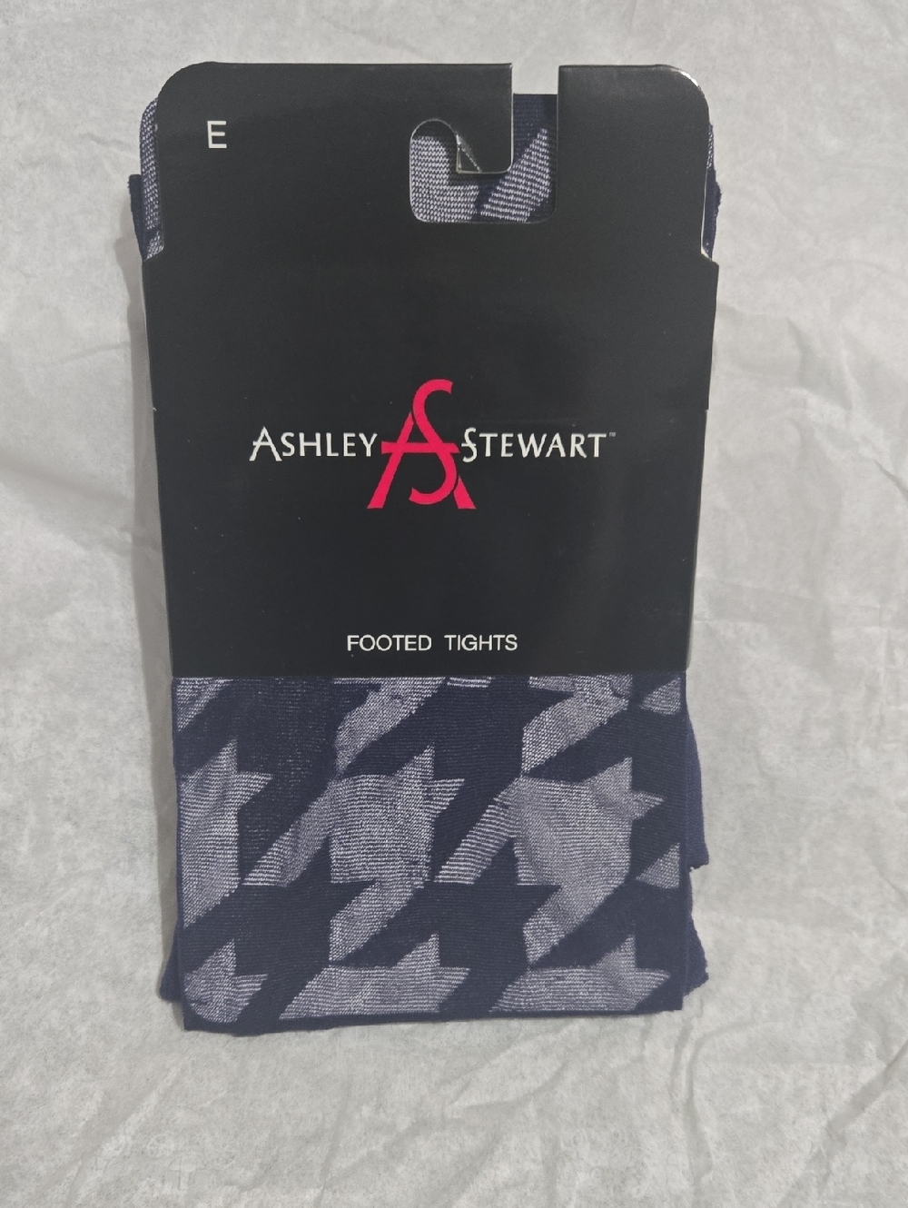 Ashley Stewart Navy & Light Gray Houndstooth Footed Hosiery